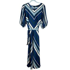 Eloquii Blue and White Striped Midi Dress